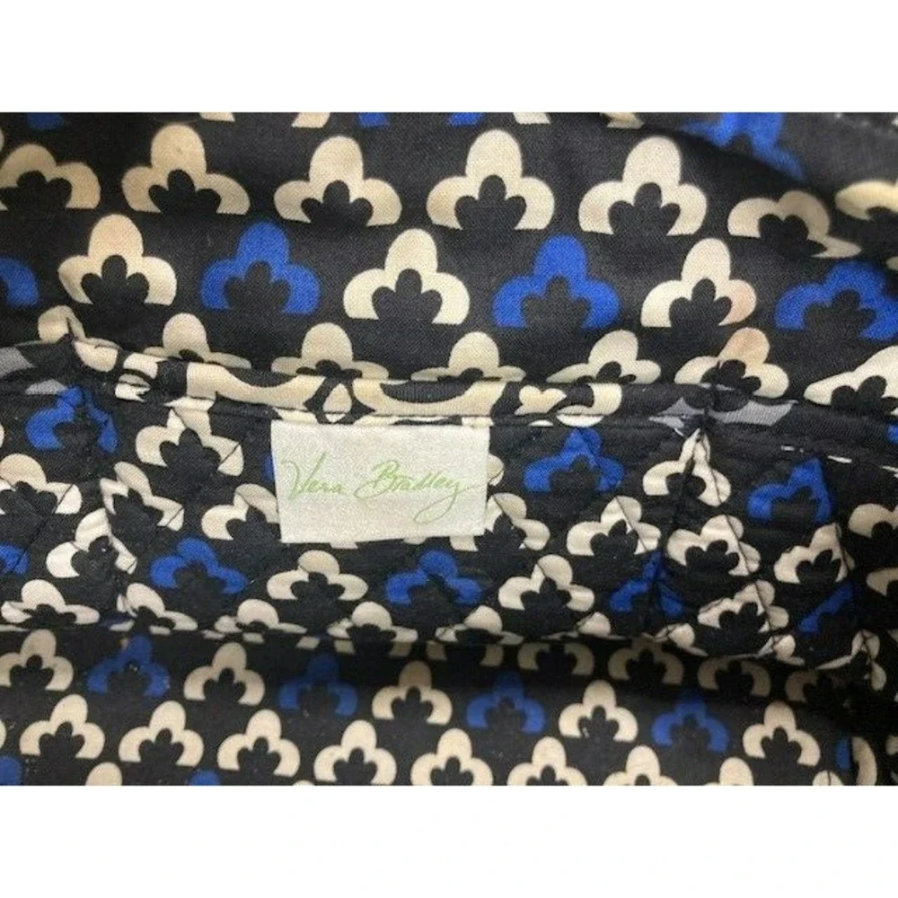 Vera Bradley Purse Canterbury Cobalt Pattern Blue Black White Double Strap‎